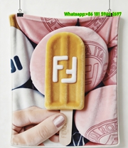 Fendi FF Logo Yellow Popsicle Flannel Throw Blanket IMG_9632